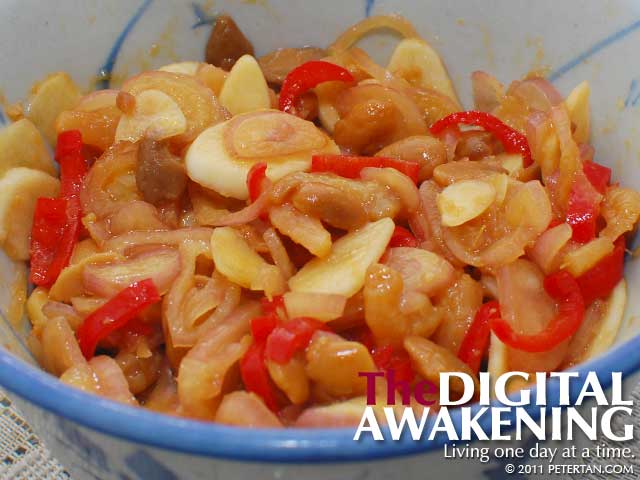 Teochew porridge accompaniment - taucheo, dried shrimps and shallots condiment